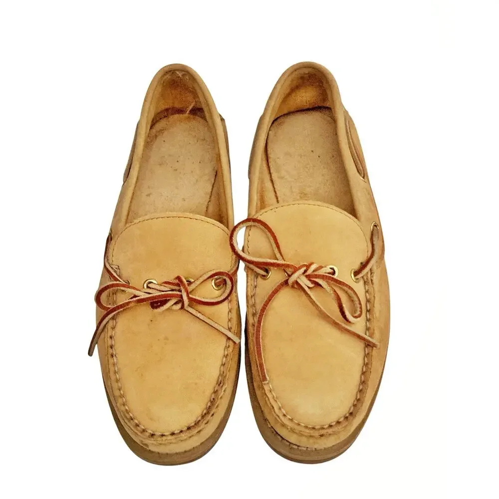 Timberland Tan Nubuck Leather Boat Shoes Coastal Prep Summer Dock Shoes Loafers